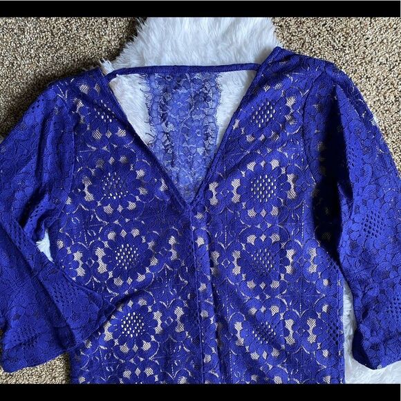 Skies Are Blue Dress New Lace Lined Bell Sleeve Formal Dressy Womens Size XS - Picture 8 of 11